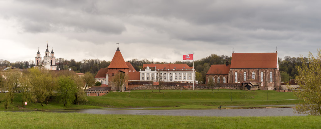 Panorama view to Kaunas castle and St. George's Church